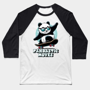 Cool panda with sunglasses on skateboard – "Pandastic Moves" Baseball T-Shirt